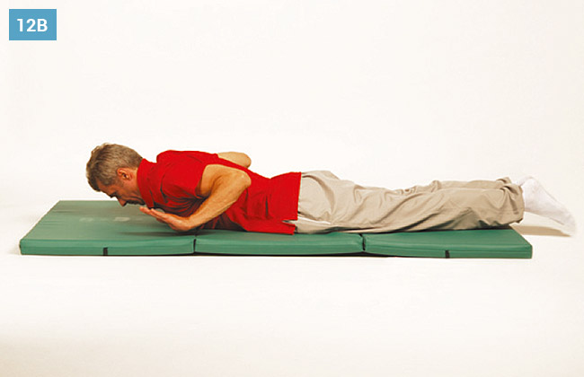 Ćwiczenie w leżeniu na brzuchu, prostowanie i zginanie rąk
